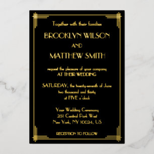 Art Deco Great Gatsby Wedding Gold Folieneinladung
