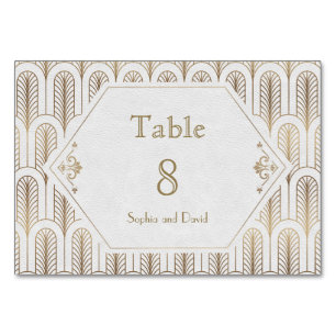 Art Deco Great Gatsby Weiße Hochzeit Tischnummer