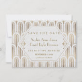 Art Deco Great Gatsby White Gold Save the Date (Vorderseite)