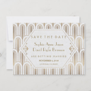 Art Deco Great Gatsby White Gold Save the Date