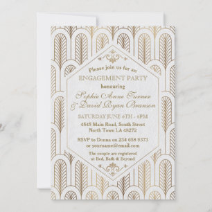 Art Deco Great Gatsby White Gold SWEET 16 Einladung