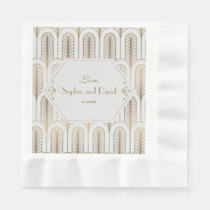 Art Deco Great Gatsby White Gold Wedding Serviette