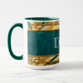 Art Deco Green and Gold Stripes Personalized Tasse (Links)