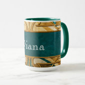 Art Deco Green and Gold Stripes Personalized Tasse (VorderseiteRechts)