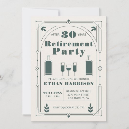 Art Deco Green Frame Einladung (Vorderseite)