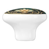 Art Deco Green Gold Weißer Jugendstil Keramikknauf (Seitenansicht)