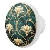 Art Deco Green Gold Weißer Jugendstil Keramikknauf (Rechts)