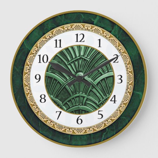 Art Deco Green Große Wanduhr (Vorderseite)