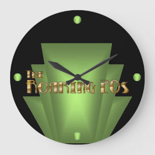 Art Deco Green Große Wanduhr