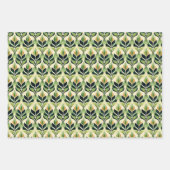 Art Deco Green Leaf Wrapping Paper Flat Sheet Set Geschenkpapier Set (Vorderseite 3)