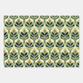 Art Deco Green Leaf Wrapping Paper Flat Sheet Set Geschenkpapier Set (Vorderseite 2)