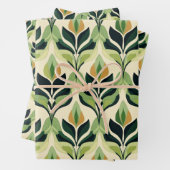 Art Deco Green Leaf Wrapping Paper Flat Sheet Set Geschenkpapier Set (Beispiel)