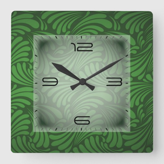 Art Deco Green Quadratische Wanduhr (Vorderseite)