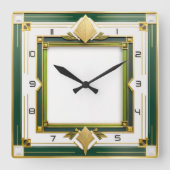 Art Deco Green Quadratische Wanduhr (Vorderseite)