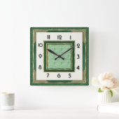 Art Deco Green Quadratische Wanduhr (Zuhause)