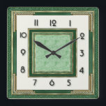 Art Deco Green Quadratische Wanduhr<br><div class="desc">Great clock design. You will love it like others. Be free to use this design for other product you like or to customize and add yoru text. Follow me for more. Thank you. Have a nice day.</div>
