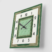 Art Deco Green Quadratische Wanduhr (Winkel)