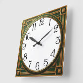 Art Deco Green Quadratische Wanduhr (Winkel)