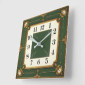 Art Deco Green Quadratische Wanduhr (Winkel)