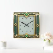 Art Deco Green Quadratische Wanduhr (Zuhause)
