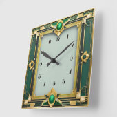 Art Deco Green Quadratische Wanduhr (Winkel)