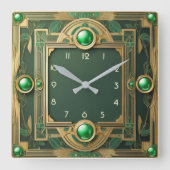 Art Deco Green Quadratische Wanduhr (Vorderseite)