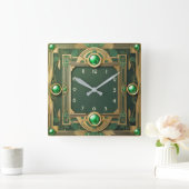 Art Deco Green Quadratische Wanduhr (Zuhause)