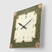 Art Deco Green Quadratische Wanduhr (Winkel)