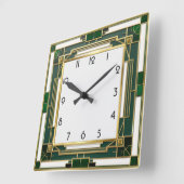 Art Deco Green Quadratische Wanduhr (Winkel)