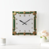Art Deco Green Quadratische Wanduhr (Zuhause)