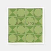 Art Deco Green Retro Geometric Mit Monogramm Weddi Serviette (Vorderseite)