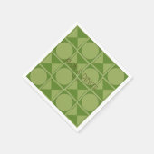 Art Deco Green Retro Geometric Mit Monogramm Weddi Serviette (Ecke)
