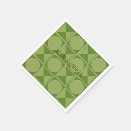 Art Deco Green Retro Geometric Mit Monogramm Weddi Serviette (Ecke)