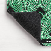 Art Deco Green Schwarz-weiß Retro Pfauenmuster Mousepad (Ecke)