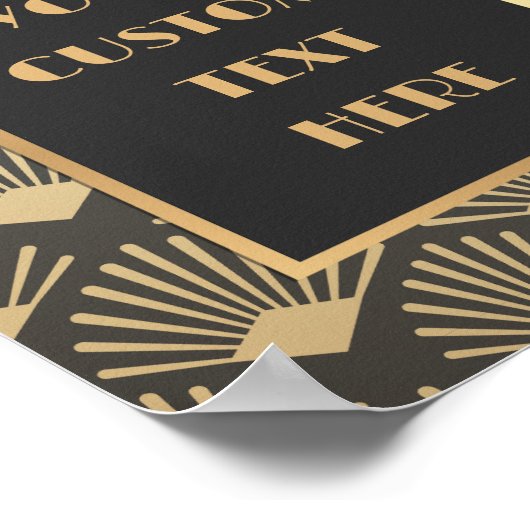 Art Deco grenzt an Schwarz und Gold an jeden Text Poster (Ecke)