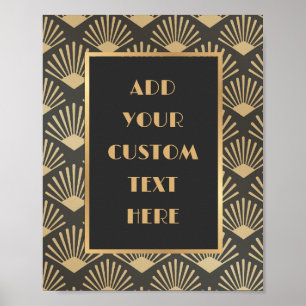 Art Deco grenzt an Schwarz und Gold an jeden Text Poster