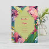 Art Deco Groovy Ölgemälde Hochzeit Einladung (Stehend Vorderseite)