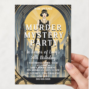 Art Deco großer Gatsby Whodunit Mordrätsel Einladung