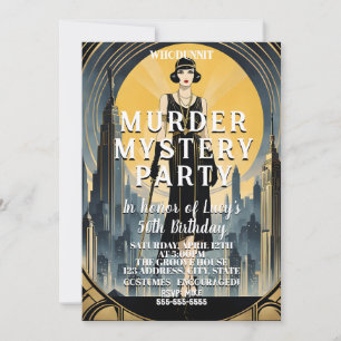 Art Deco großer Gatsby Whodunit Mordrätsel Einladung