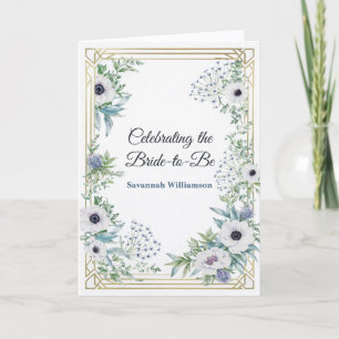 Art Deco Grün Blau Botanisch  Brautparty Karte