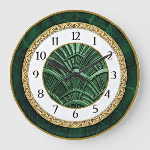 Art Deco Grün Große Wanduhr