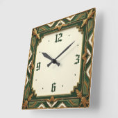 Art Deco Grün Quadratische Wanduhr (Winkel)