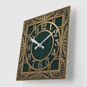 Art Deco Grün Quadratische Wanduhr (Winkel)