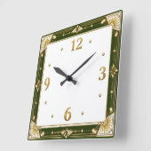 Art Deco Grün Quadratische Wanduhr (Winkel)