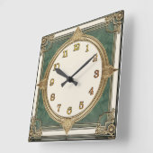 Art Deco Grün Quadratische Wanduhr (Winkel)