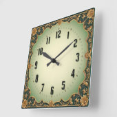 Art Deco Grün Quadratische Wanduhr (Winkel)