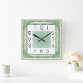 Art Deco Grün Quadratische Wanduhr (Zuhause)