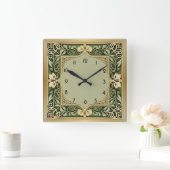 Art Deco Grün Quadratische Wanduhr (Zuhause)