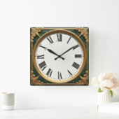 Art Deco Grün Quadratische Wanduhr (Zuhause)
