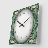 Art Deco Grün Quadratische Wanduhr (Winkel)